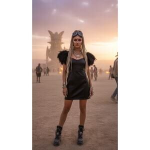 Nasty Gal Vegan Leather Mini Dress – Feather Shoulders, NWT